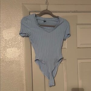 Light Blue Ribbed Bodysuit